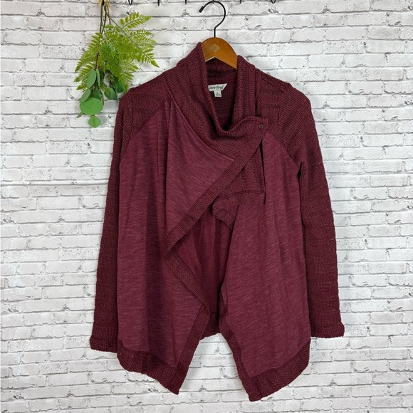 Lucky Brand Maroon Drape Wrap Lightweight Cardigan - Picture 3 of 6